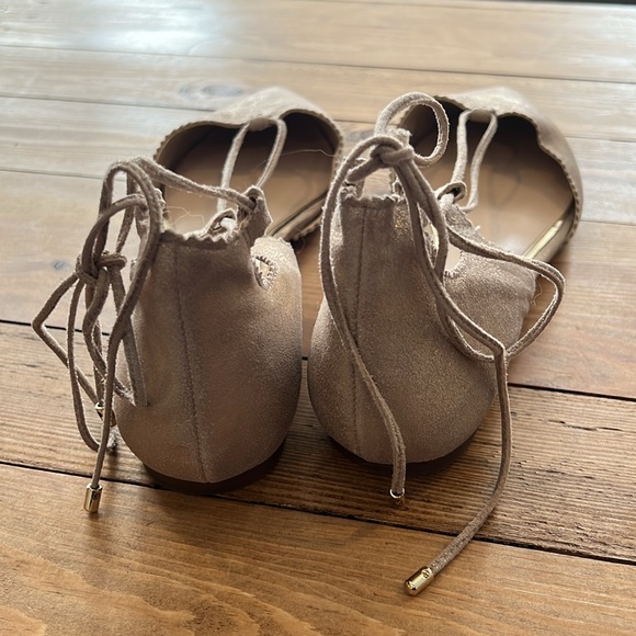 Jessica Simpson lace up tan metallic ballet flats - Picture 3 of 7
